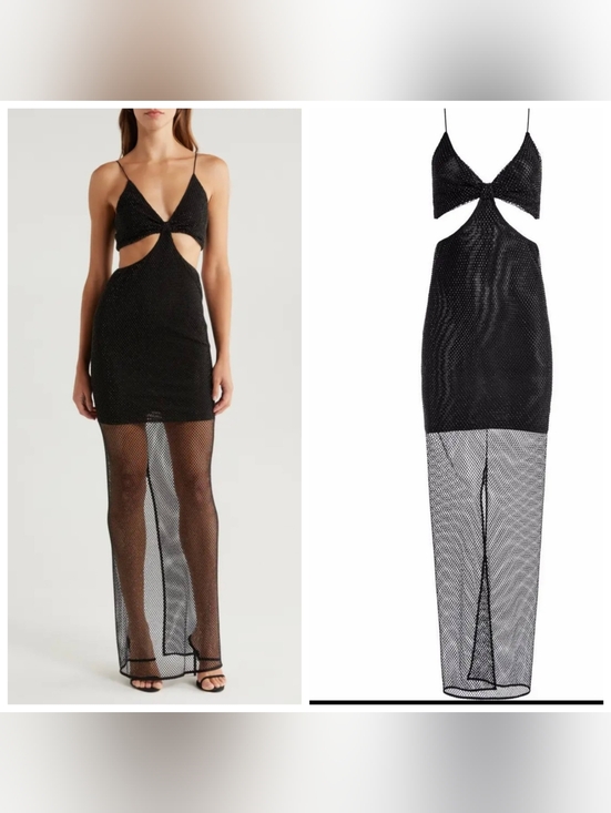 Alice + Olivia Dresses & Skirts - Alice + Olivia Havana embellished mesh cutout maxi dress in black Sz 0 $795